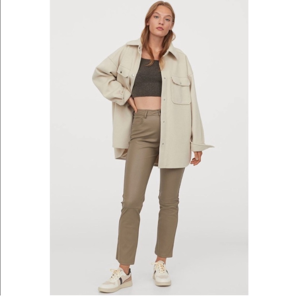 H&M Beige Faux Leather Pants